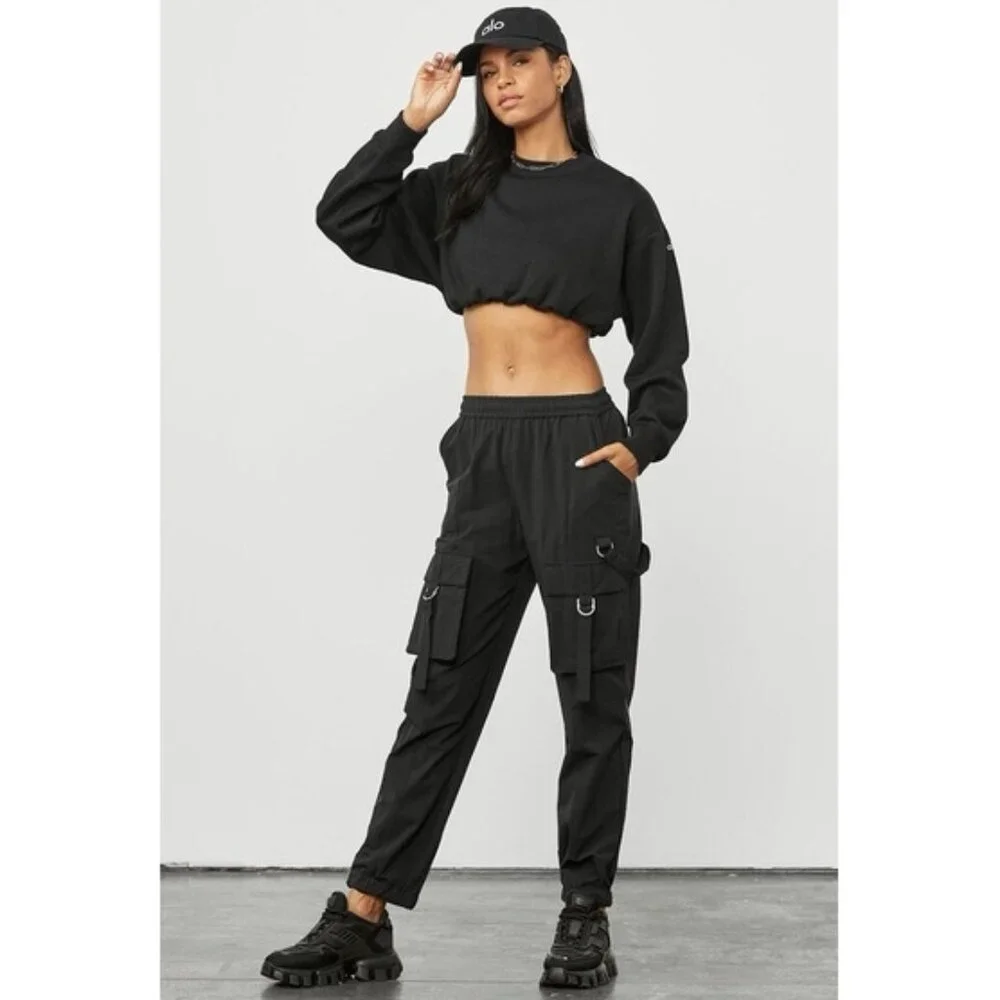 Alo High-Waist City Wise Cargo Pant Black Edgy Gothic Utility Hi-Rise Joggers XS